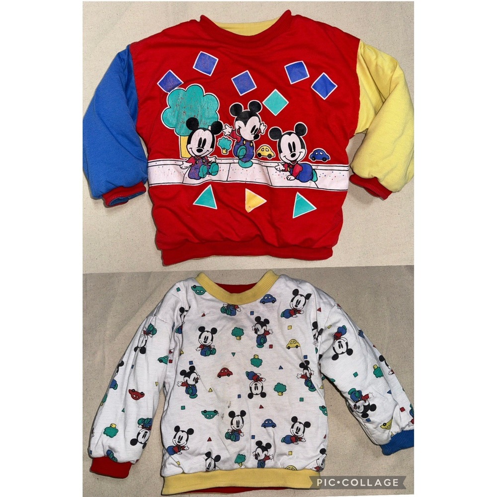 Vtg Mickey Mouse Walt Disney‎ Co. Kids Toddler Reversible Sweatshirt Colorful